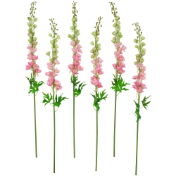 NORTHLIGHT Real Touch Delphinium Artificial Floral Stems, Set Of 6 - 40" In Pink