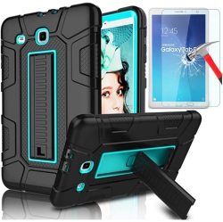 DOLAER Samsung Galaxy Tab E 9.6 Case, Sm-T560 / T561 / T567 Case, Galaxy Tab E 9.6 Case \w HD Screen Protector, L [3 In 1] Three Layer Heavy Duty