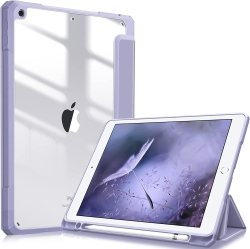 DOLAER F Hybrid Slim Case for Ipad 9Th / 8Th / 7Th Generation ( 2021 / 2020 / 2019) 10.2 Inch - [Built-In Pencil Holder] Shockproof Cover \w Clear
