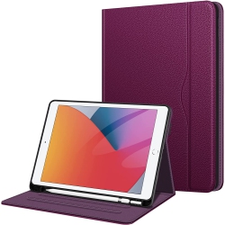 DOLAER F Folio Case for Ipad 9Th / 8Th / 7Th Generation (2021/2020/2019) 10.2 Inch - Multi-Angle Viewing Soft Tpu Smart Stand Back Cover \w Pocket