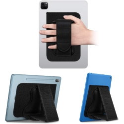 DOLAER F Universal Tablet Hand Strap Holder - [Dual Stand Supports] Detachable Padded Hook & Loop Fastening Handle Grip \w Adhesive Patch For