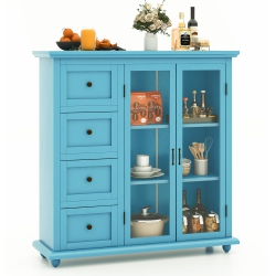 COSTWAY Buffet Sideboard Table Kitchen Storage Cabinet With Drawers & Doors