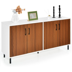 COSTWAY Buffet Server Sideboard Kitchen Storage Cabinet Cupboard With Shelves & 4 Doors
