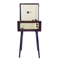 ARKROCKET Discovery Bluetooth Record Player Stand With 3-Speed Turntable-Brown/cream