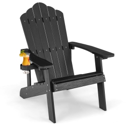 COSTWAY Patio Hips Adirondack Chair With Cup Holder Weather Resistant Outdoor 380 Lbs