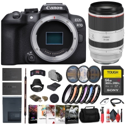 CANON Eos R10 Mirrorless Camera + 70-200MM Lens + 64GB Sd Card + More
