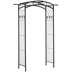 OUTSUNNY 7Ft Outdoor Garden Arbor, Wedding Arch for Ceremony, Trellis With Scrollwork Design, Ideal for Climbing Vines And Plants In Black