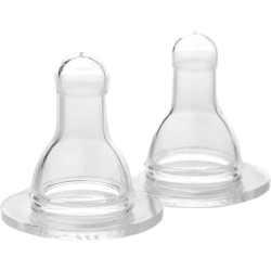 LIFEFACTORY 2-Pack Silicone Nipples for 4 OZ And 9 OZ Glass Bottles - Y-Cut (6+ Months)