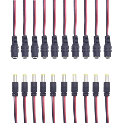 ISTAR Dc Power Cable, 10 Pairs Dc Power Pigtail Cable Wire, 12V 5A Male & Female Connectors, Suitable for Cctv Security Cameras And Lighting Power