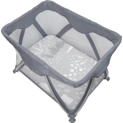 KUSHIES Cotton Percale Fitted Playard Sheet - Bunny In Grey