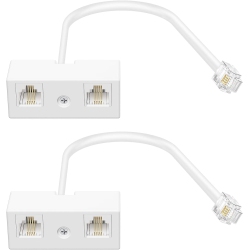 GENERIC Two Way Telephone Splitters, Male to 2 Female Converter Cable Rj11 6P4C Telephone Wall Adaptor And Separator