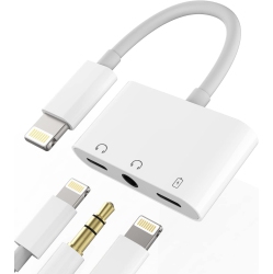 GENERIC Lightning to 3.5MM Headphone Dongle Iphone Aux Adapter(3In1)Charger Audio Jack Cable Splitter for Apple Mfi Certified 7