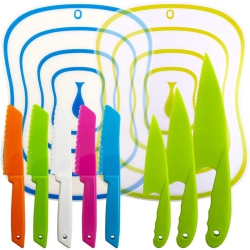 GENERIC 10 Packs Kitchen Knife Set, Cooking Knives With Cutting Boards for Kids And Adults -Multi Colors