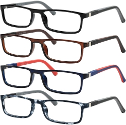 GENERIC Reading Glasses for Men 4 Pack Comfortable Spring Hinges Mens Reading Eyeglasses Set - Lightweight Readers