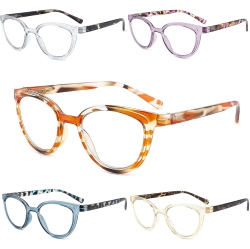 GENERIC 5 Pack Reading Glasses Light Blocking, Stylish Womens Readers 1.0 Spring Hinge, Computer Eyeglasses Ladies In Blue