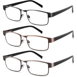 GENERIC 3 Pack Reading Glasses for Men Light Blocking Square Frame Computer Readers Anti Eyestrain In Blue
