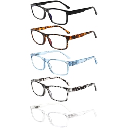 GENERIC 5 Pack Reading Glasses Light Blocking Uv400 Anti Glare Computer Readers for Men Women In Blue