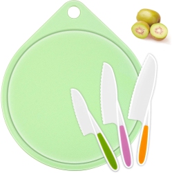 GENERIC Kids Knife Set, Children's Cooking Knives In 3 Sizes And Plastic Cutting Board/firm Grip, Serrated Edges