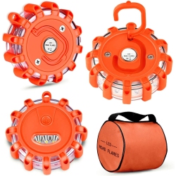 GENERIC Led Road Flares Portable Emergency Lighting Flare Kit With Magnetic Base & Hook for Car And Boat (Set Of 3)