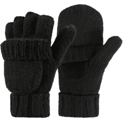 GENERIC Winter Knitted Fingerless Gloves Convertible Wool Mittens Warm Glove Women & Men (Black) In Multicolor