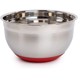 GENERIC Stainless Steel Non-Slip Silicone Bottom Gourmet Mixing Bowl, 10.25 X 10.25 Inches In Red