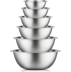 GENERIC Stainless Steel Mixing Bowl Set Of 6 Mixing Bowls. 5Qt Large Mixing Bowl to 0.5Qt Small Metal Bowl. Kitchen