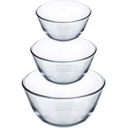 GENERIC Glass Mixing Bowl, High Borosilicate Glass Mixing Salad Bowls (4.5Qt, 2.7Qt, 1.1Qt) Large Kitchen Nesting