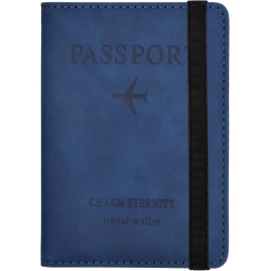 GENERIC Rfid Blocking Passport Holder, Passport Book Holder Cover Case With Elastic Strap, Pu Leather Passport Holder In Multicolor