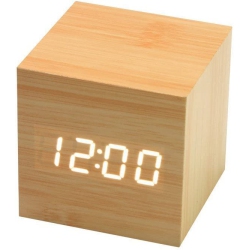 GENERIC Wooden Digital Cube Alarm Clock Touch Sound Activated Desk Clock Portable Travel Clock With Lcd Display