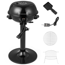 COSTWAY 1600W Electric Bbq Grill With Warming Rack, Temperature Control & Grease Collector