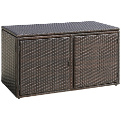 COSTWAY 88 Gallon Garden Patio Rattan Storage Container Box Bin Shelf In Brown