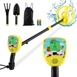 GYMAX Metal Detector for Kids Waterproof Kids Metal Detector W/ Waterproof Search Coil