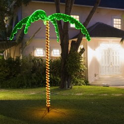 GYMAX 7Ft Pre-Lit Led Rope Light Palm Tree Hawaii-Style Holiday Decor W/ 306 Led Lights