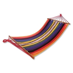 LIFESTYLE NATURE - Hanging Cotton Hammock With Wooden Frame