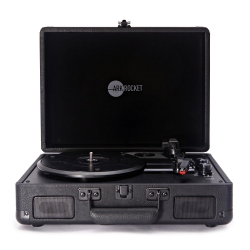 ARKROCKET Curiosity Bluetooth Turntable Retro Suitcase 3-Speed Record Player With Built-In Speakers-Black