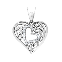 GEM AND HARMONY Forever In My Heart Pendant Necklace In Sterling With Synthetic Cubic Zirconia (Cz)S In Silver