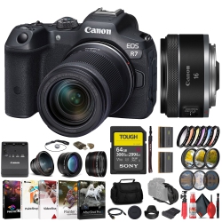 CANON Eos R7 Mirrorless Camera W/ 18-150MM Lens + 16MM Lens + 64GB + More