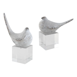 UTTERMOST Better Together Polyresin Bird Sculptures In Gray/silver (Set Of 2)