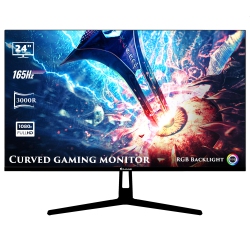 HAJAAN 24” Inch Fhd 1080P Curved Gaming Monitor \w RGB Lighting, 165 Hz Refresh Rate, Tilt Adjustment, Wall Mountable HDMI, Dp, USB Ports (X2423C) -