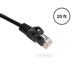 VERTICAL CABLE Cat6 20Ft Bare Copper Patch Cable With Boot And Protector In Black