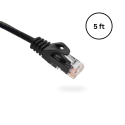 VERTICAL CABLE Cat6 5Ft Bare Copper Patch Cable With Boot And Protector 10 Pack In Black