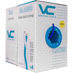 VERTICAL CABLE Cat5E Solid Bare Copper Riser Cable, 1000Ft. Utp, 350Mhz, 24Awg, Cmr In Blue