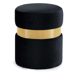 MERIDIAN FURNITURE Hailey Contemporary Velvet Ottoman/stool In In Black
