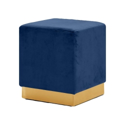 MERIDIAN FURNITURE Jax Contemporary Velvet Ottoman/stool In In Navy
