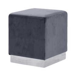 MERIDIAN FURNITURE Jax Contemporary Velvet Ottoman/stool In In Gray