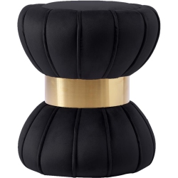 MERIDIAN FURNITURE Vino Contemporary Velvet Ottoman/stool In In Black