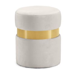 MERIDIAN FURNITURE Hailey Contemporary Velvet Ottoman/stool In Cream