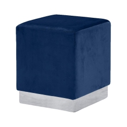 MERIDIAN FURNITURE Jax Contemporary Velvet Ottoman/stool In In Navy