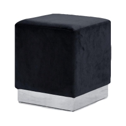 MERIDIAN FURNITURE Jax Contemporary Velvet Ottoman/stool In In Black