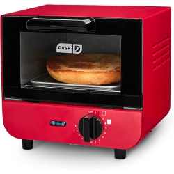 DASH Mini Toaster Oven Cooker for Bread, Bagels, Cookies, Pizza, Paninis & More With Baking Tray, Rack, Auto Shut Off Feature - In Red
